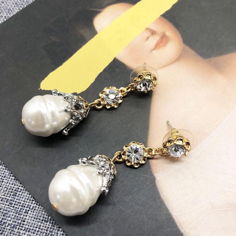 White Pearl Earrings Earrings Retro Drop Earrings - BUNNY BAZAR