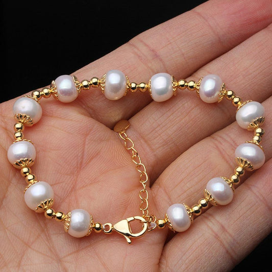 Real Freshwater Round Pearl Bracelet For Women Natural Pearl - BUNNY BAZAR
