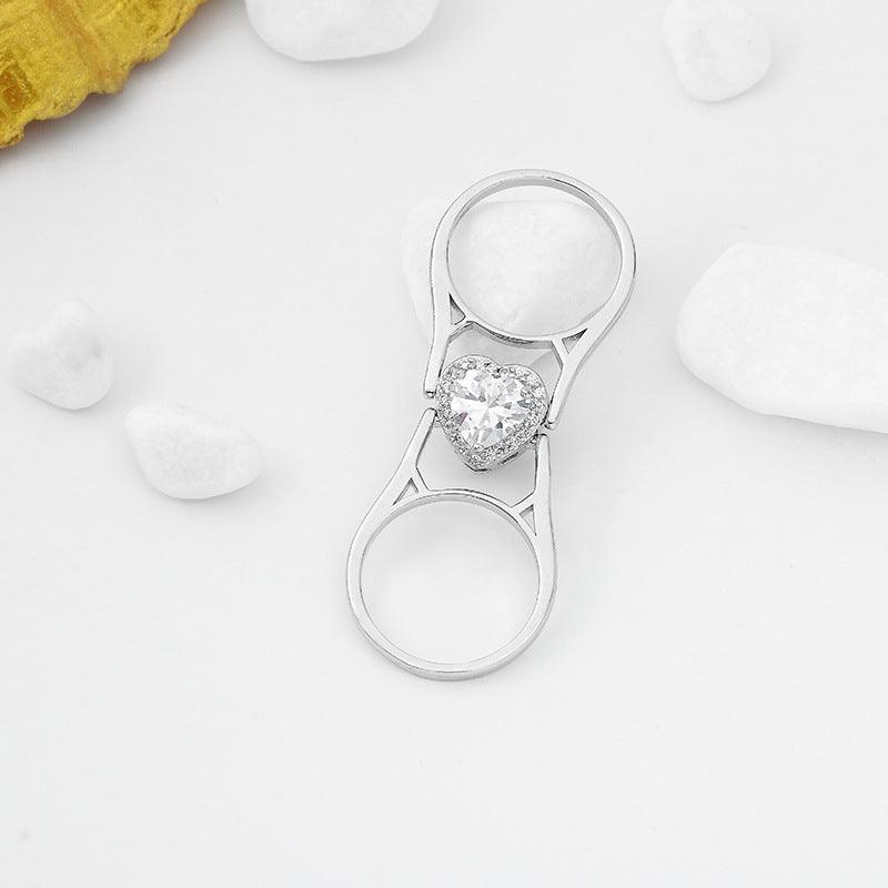 Two-tone Love Diamond Ring For Two Women - BUNNY BAZAR