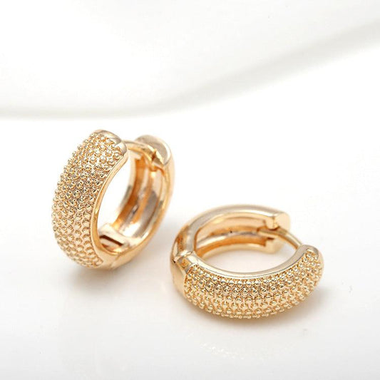 Gold Semi-glossy Semi-lug Ear Buckle Korean Version Of The New Round Earrings Jewelry - BUNNY BAZAR