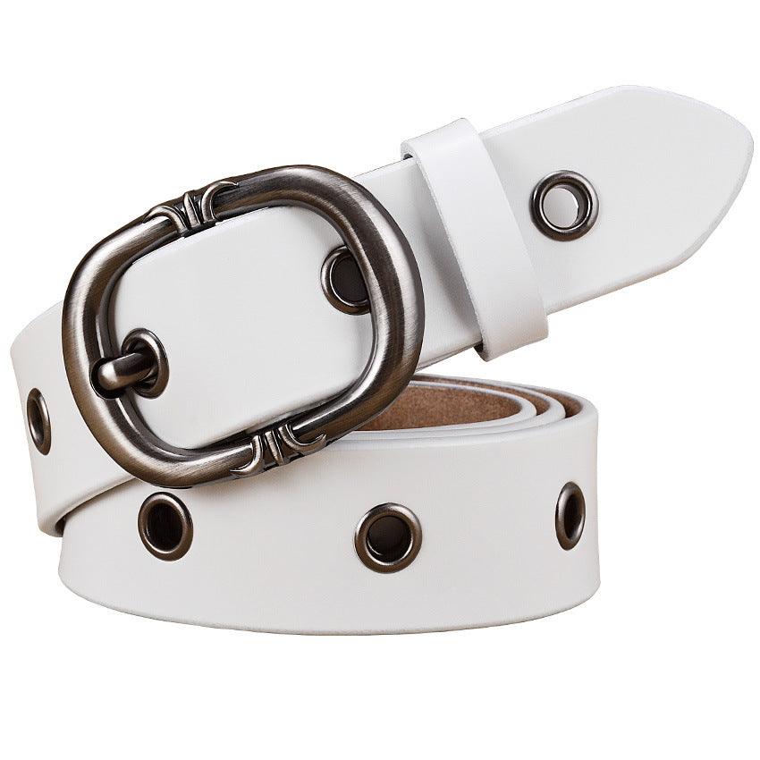 Ladies Belt Leather Belt Fashion Two-layer Cowhide Alloy Pin Buckle Belt - BUNNY BAZAR