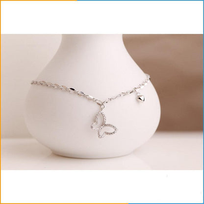 925 Sterling Silver Simple Temperament Interlocking Real Gold Bracelet - BUNNY BAZAR