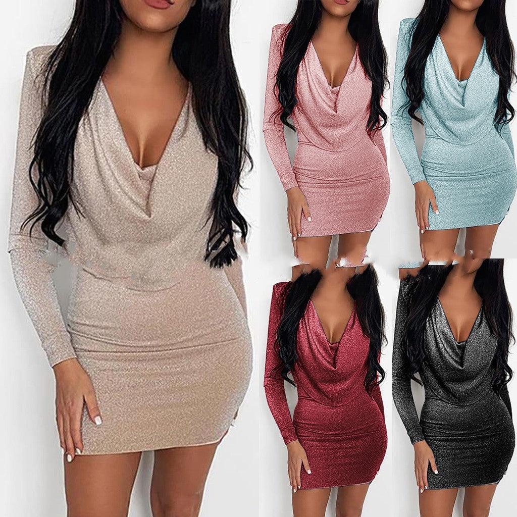 Women's Slim-fit Long-sleeved Sheath Dress - BUNNY BAZAR