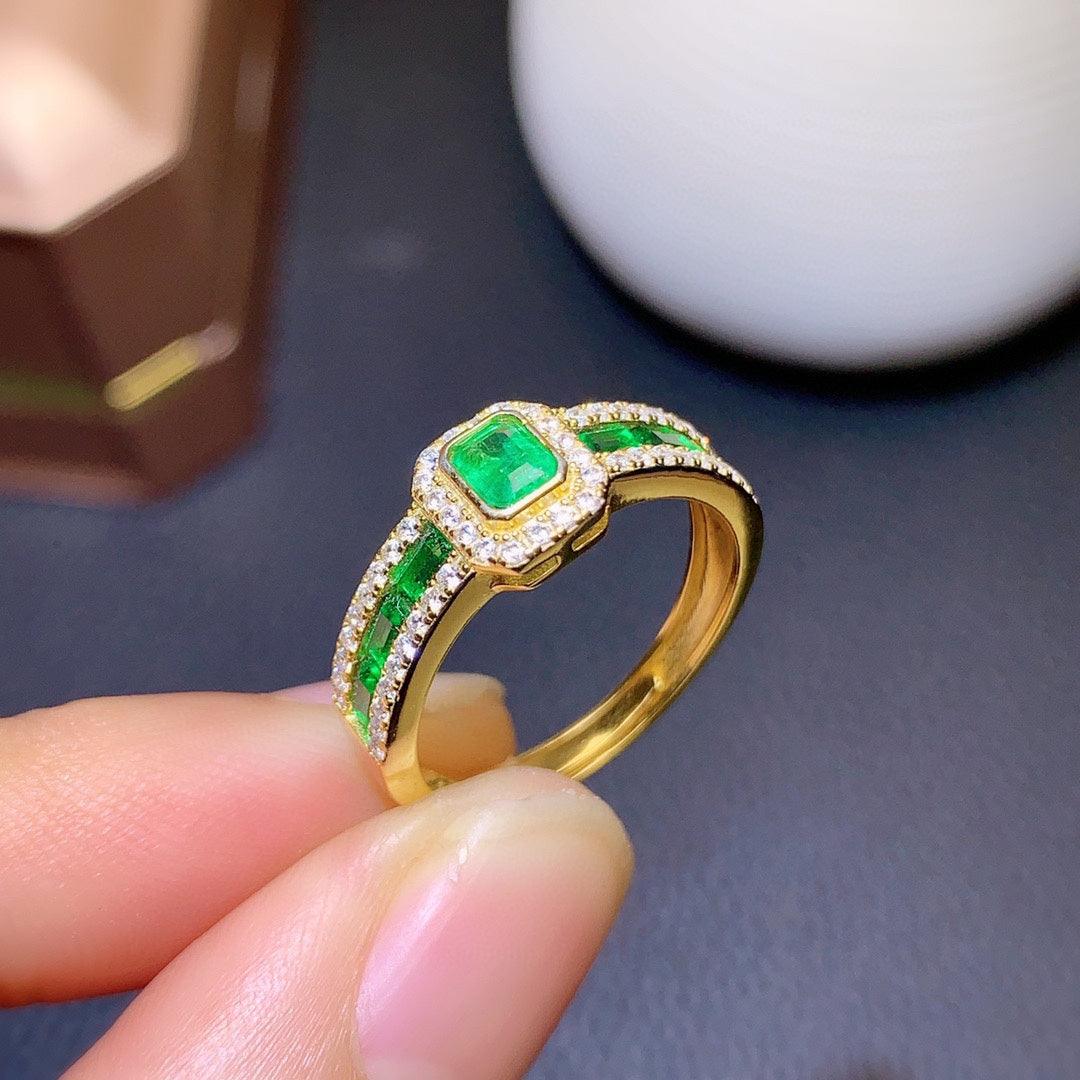 Natural Colombian Emerald Ring Female - BUNNY BAZAR