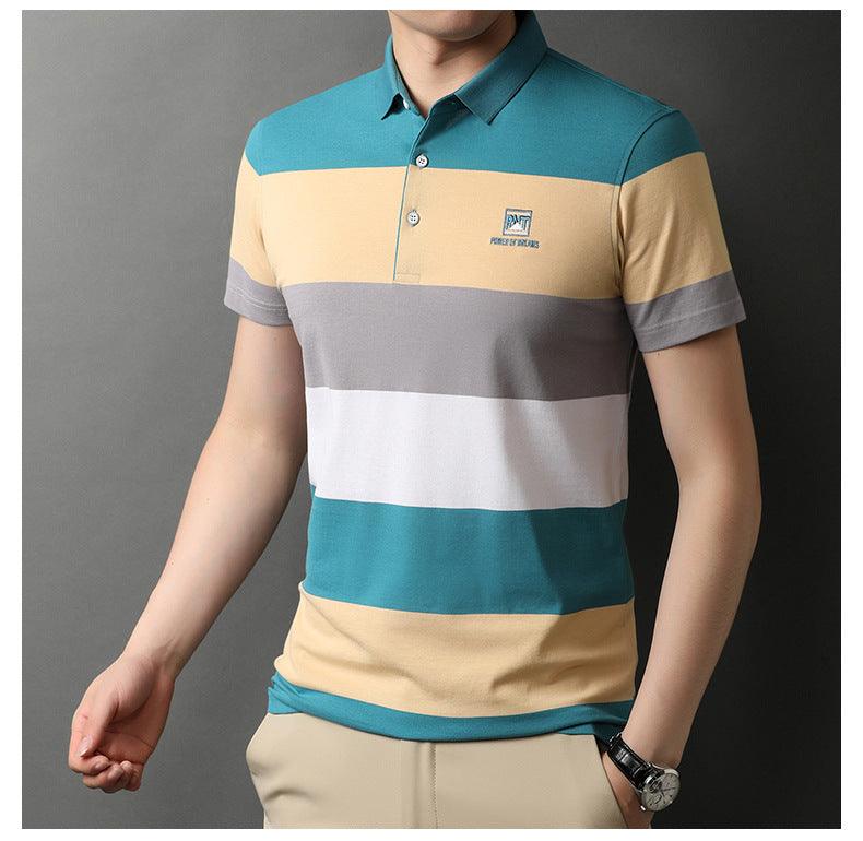 New Style Lapel Striped Short Sleeve Men - BUNNY BAZAR