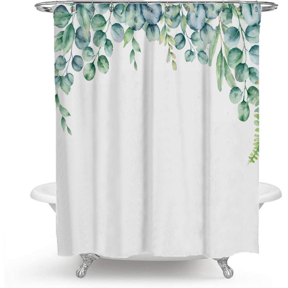 Color Floral Plant Shower Curtain Bathroom Curtain Polyester - BUNNY BAZAR