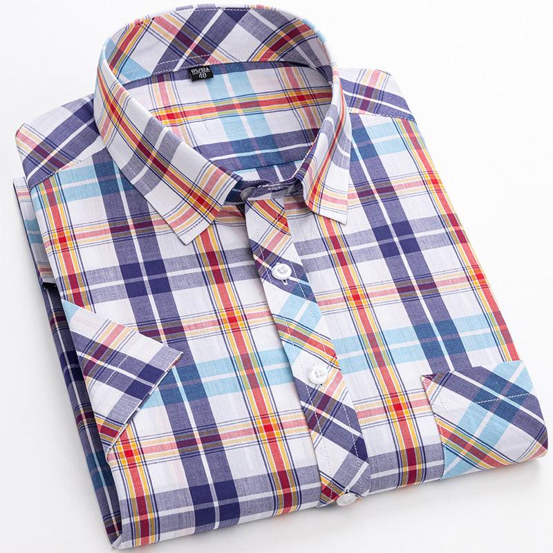 Cotton Men's Plaid Short-sleeved Shirt - BUNNY BAZAR