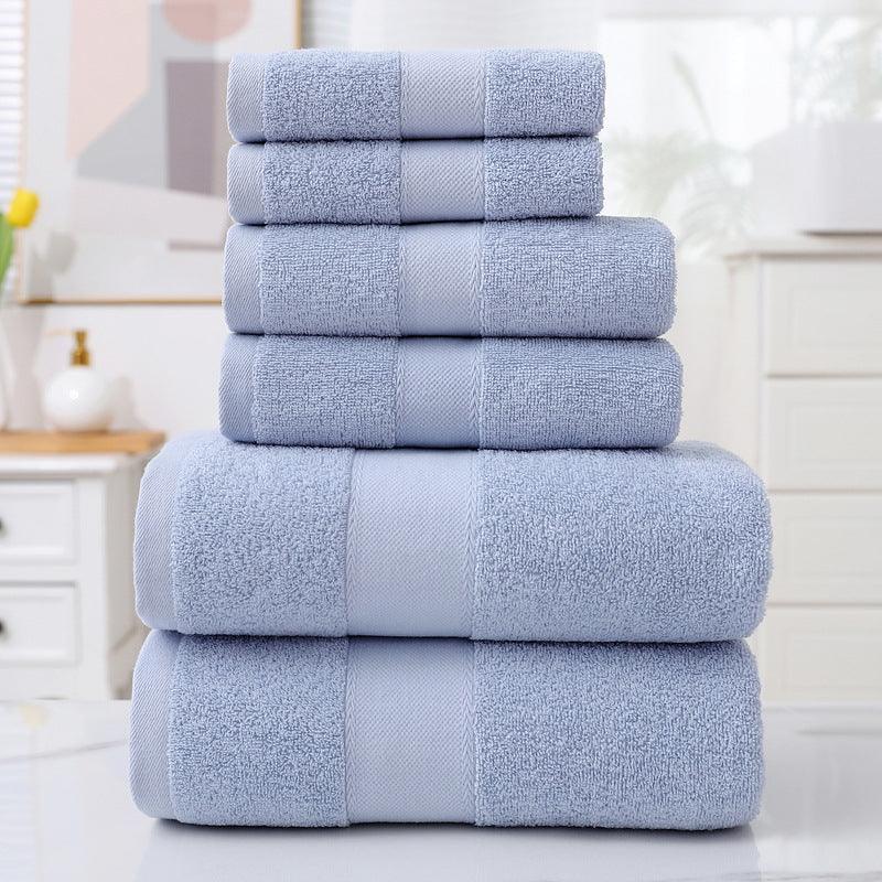 Home Simple Cotton Absorbent Towel Bath Towel 6-Piece Set - BUNNY BAZAR