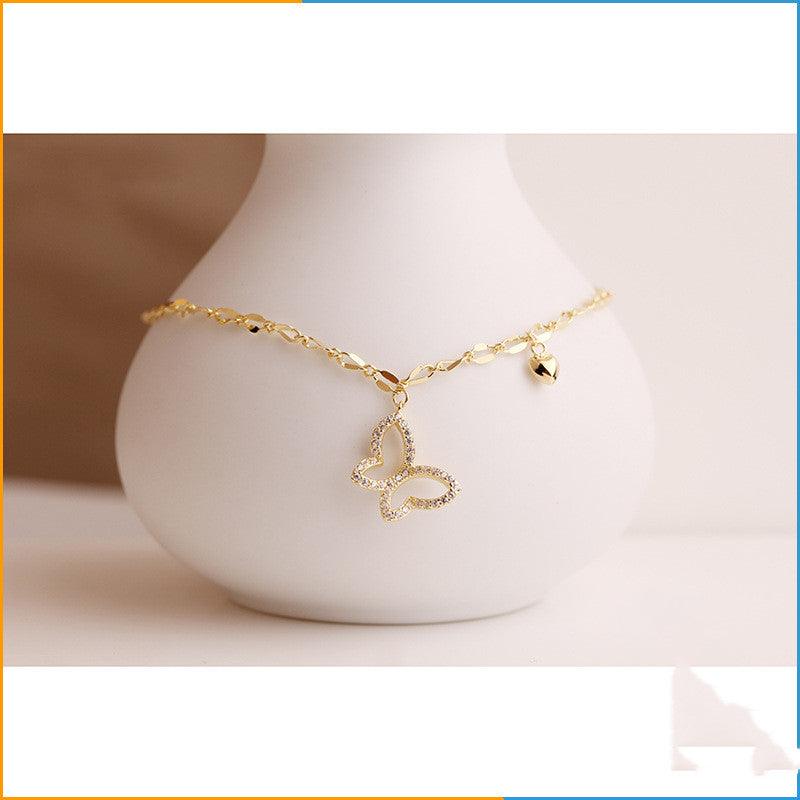 925 Sterling Silver Simple Temperament Interlocking Real Gold Bracelet - BUNNY BAZAR