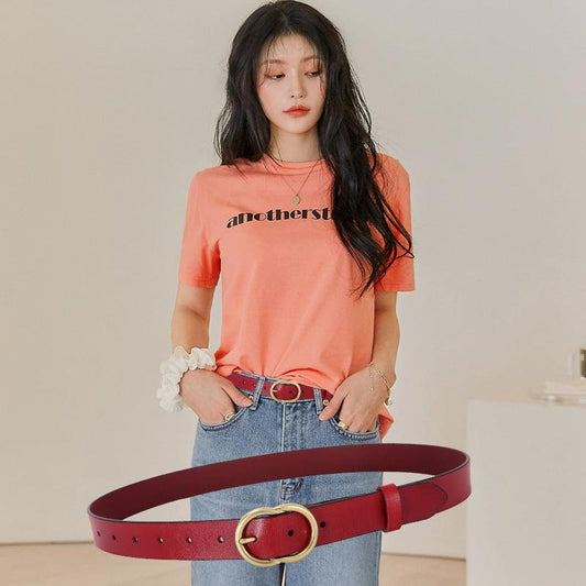 Women's Leather Belt Wide And Simple - BUNNY BAZAR