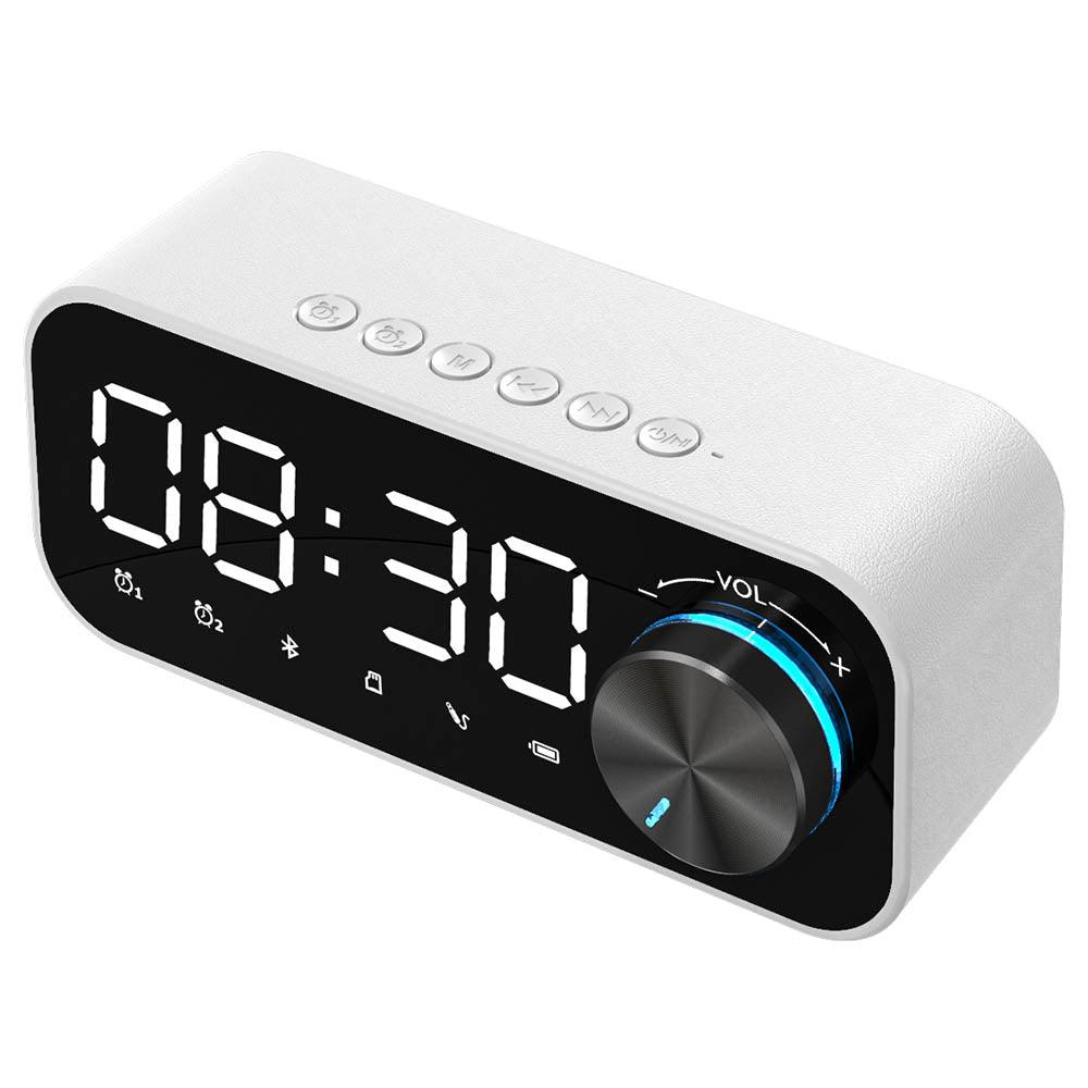 Bluetooth Alarm Clock Speaker Digital Display Alarm Clock LED Wireless Subwoofer Music Player Table Clock Home Decor - BUNNY BAZAR