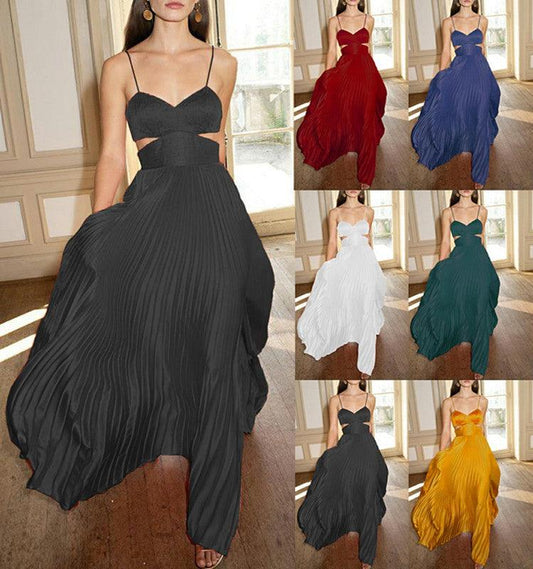 Women's New Suspender Solid Color Tube Top Dress - BUNNY BAZAR