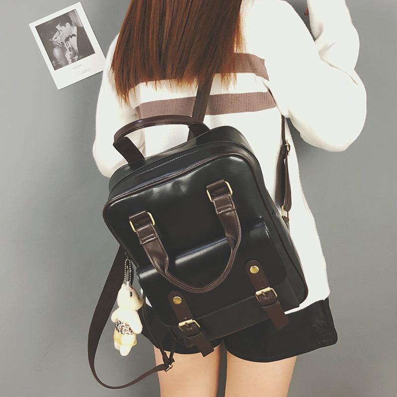 Women's Bag Retro British Backpack Student Schoolbag Pu Campus - BUNNY BAZAR