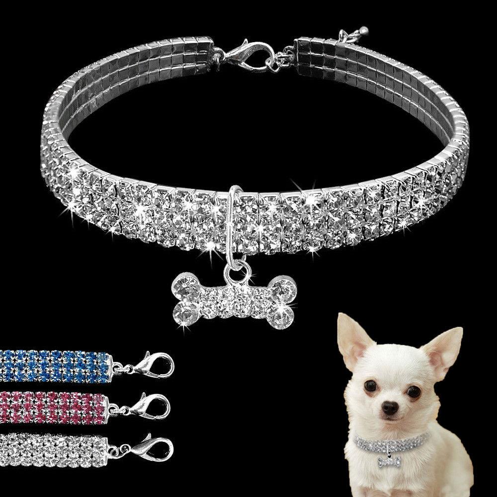 Bling Rhinestone Dog Collar Crystal Puppy Chihuahua Pet Dog Collars Leash For Small Medium Dogs Cats - BUNNY BAZAR