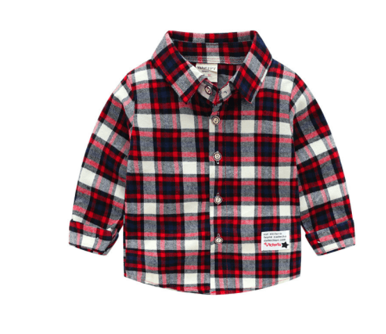 Fashion Cute Children's Plaid Shirt Long Sleeve Shirt - BUNNY BAZAR