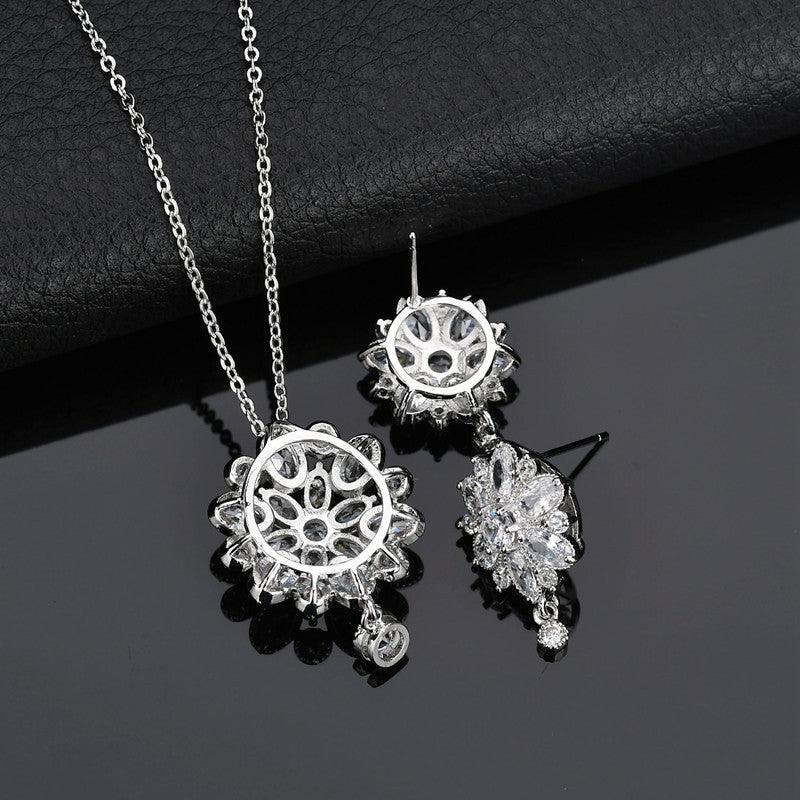 Zircon Necklace And Earring Set Dragon Girl Flower Zircon Jewelry - BUNNY BAZAR