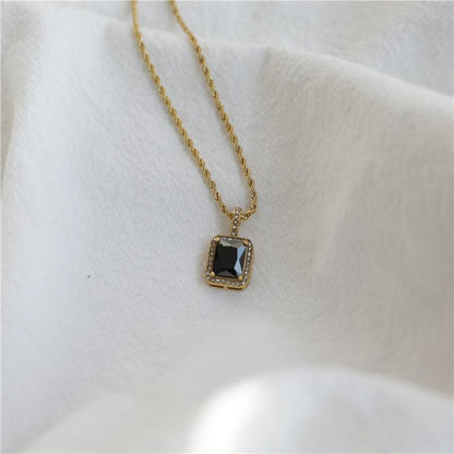 Women's 18K Gold Plated Hip Hop Gemstone Necklace Clavicle Chain - BUNNY BAZAR