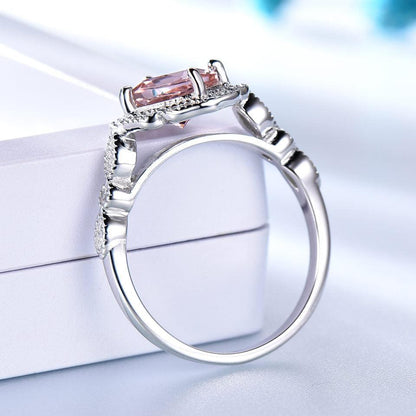 BB-77 Valentine's Day Luxury Morganite Sterling Silver Ring - BUNNY BAZAR
