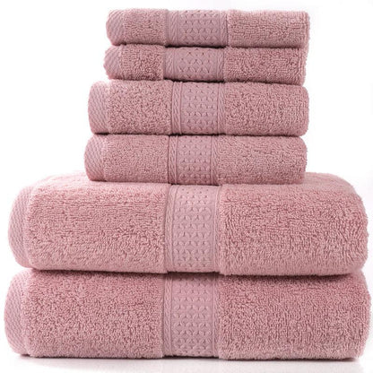 Home Simple Cotton Absorbent Towel Bath Towel 6-Piece Set - BUNNY BAZAR