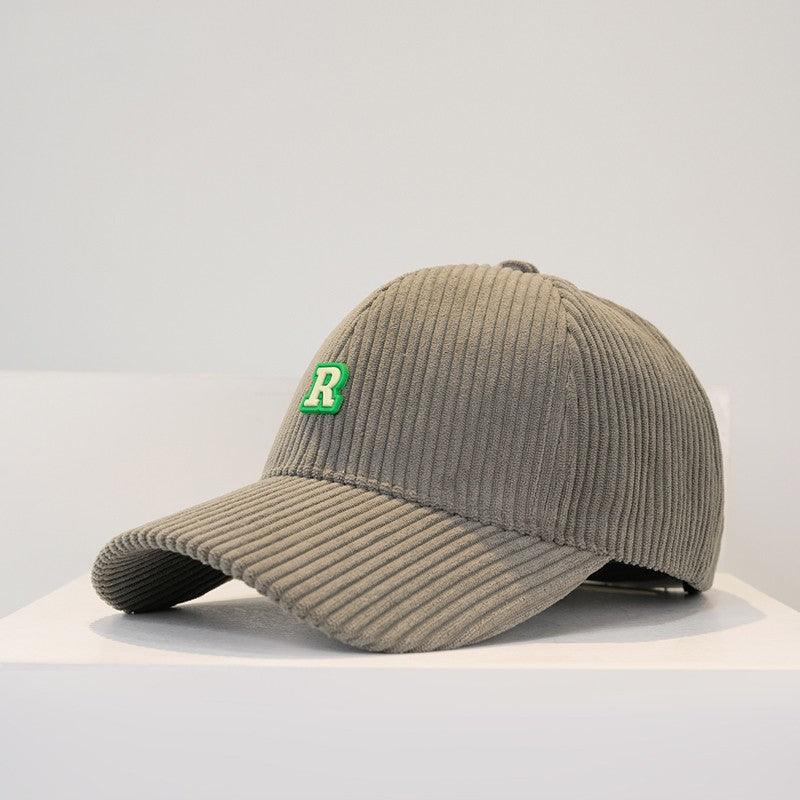 Women's Corduroy R Letter Baseball Cap Hat - BUNNY BAZAR