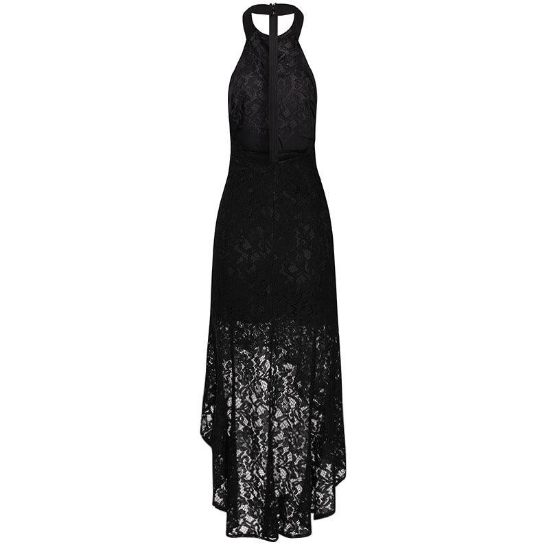 Elegant Solid Lace Cutout Dress Back Dress - BUNNY BAZAR