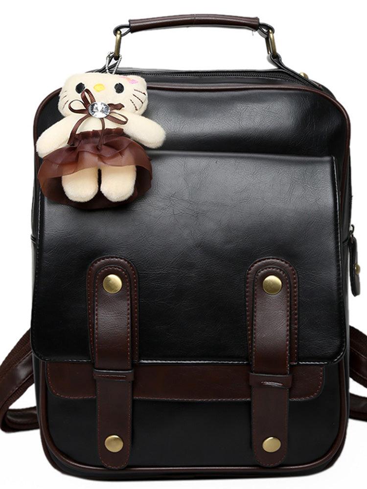 Women's Bag Retro British Backpack Student Schoolbag Pu Campus - BUNNY BAZAR