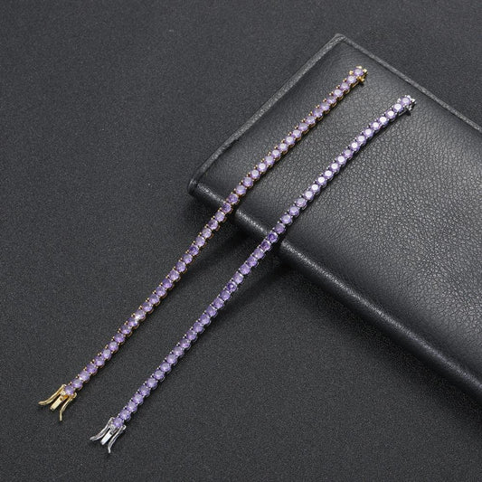 Purple Zirconium Single Row Copper Tennis Bracelet - BUNNY BAZAR