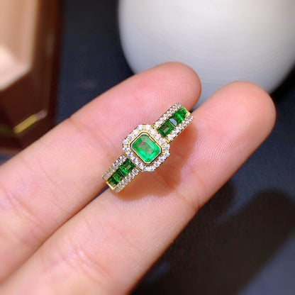 Natural Colombian Emerald Ring Female - BUNNY BAZAR