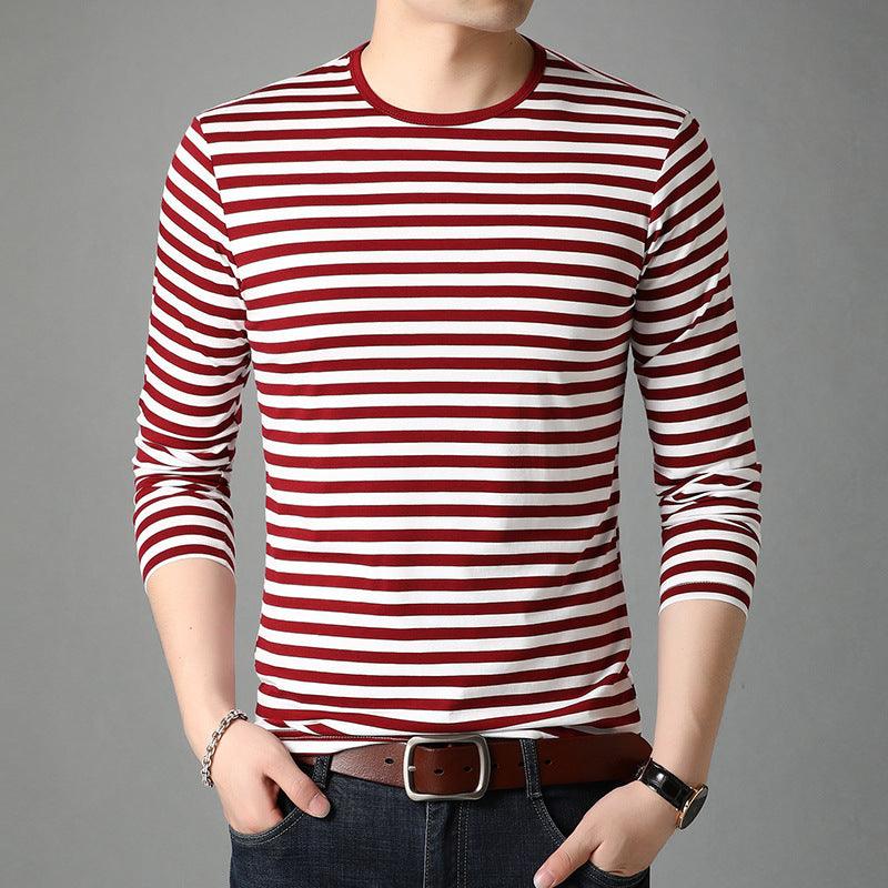 Fashion Stripes Men's Round Neck Cotton Striped Top - BUNNY BAZAR