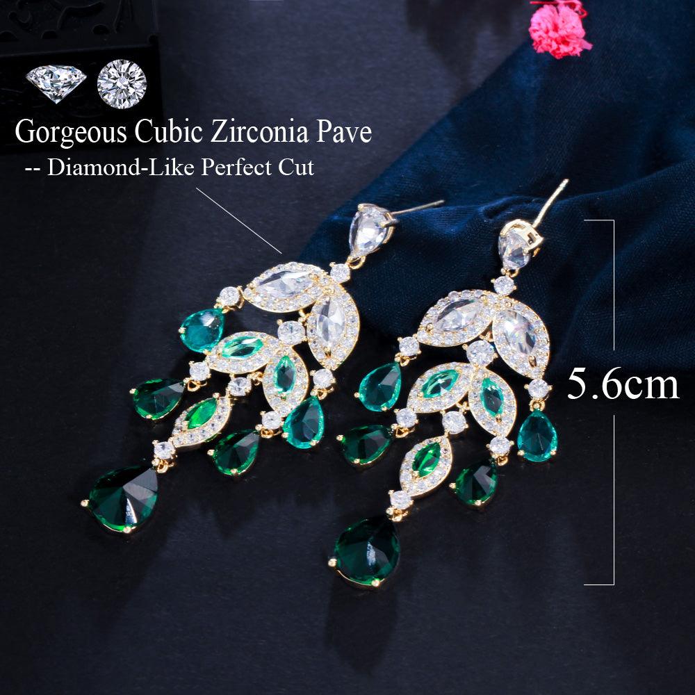 Industries Color Water Drop Zircon Tassel Earrings - BUNNY BAZAR