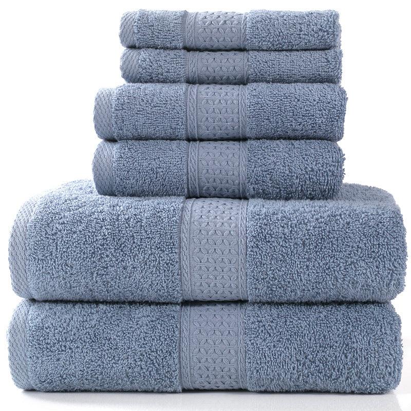 Home Simple Cotton Absorbent Towel Bath Towel 6-Piece Set - BUNNY BAZAR