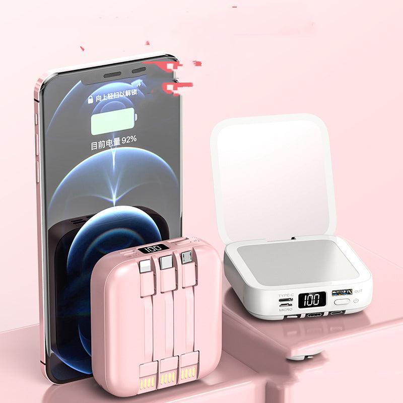 Beauty Mirror Power Bank Comes With Cable Portable Mini - BUNNY BAZAR