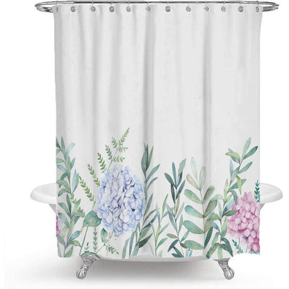 Color Floral Plant Shower Curtain Bathroom Curtain Polyester - BUNNY BAZAR