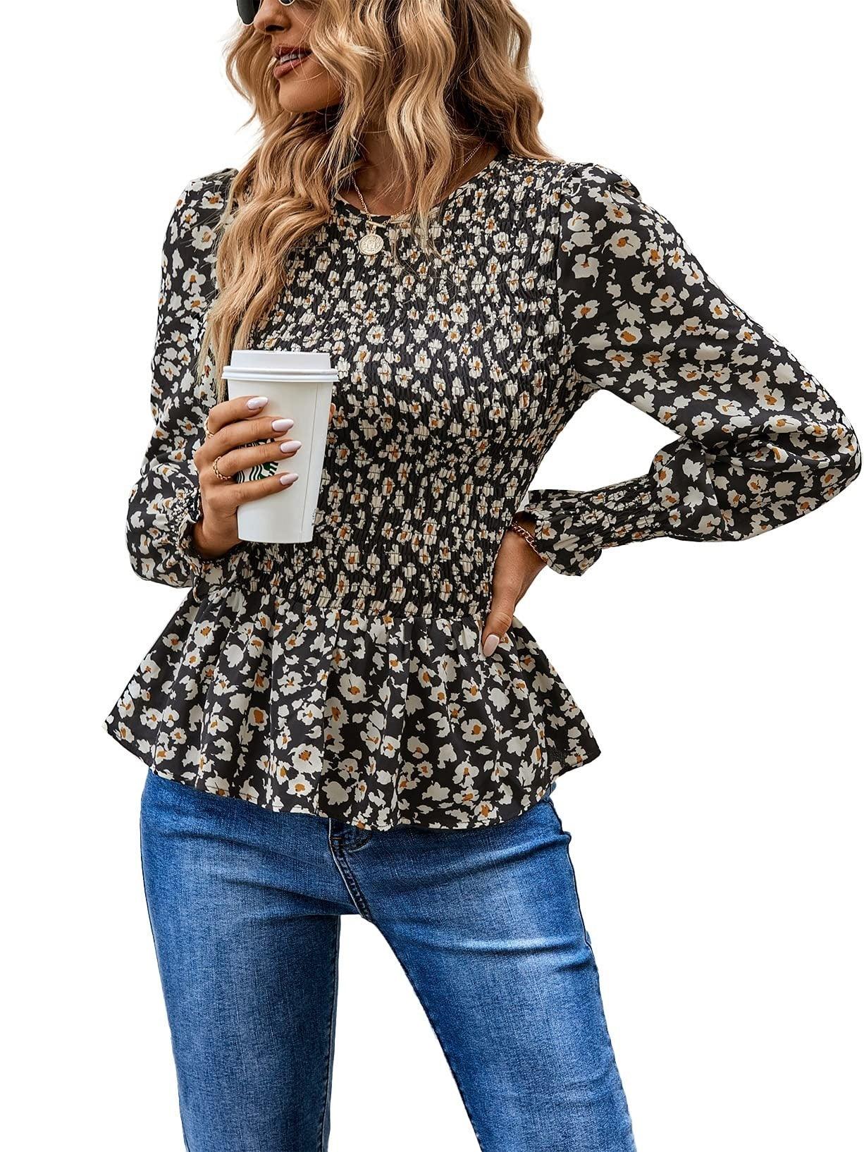 Long Sleeve Tunic Printed Shirt Top - BUNNY BAZAR