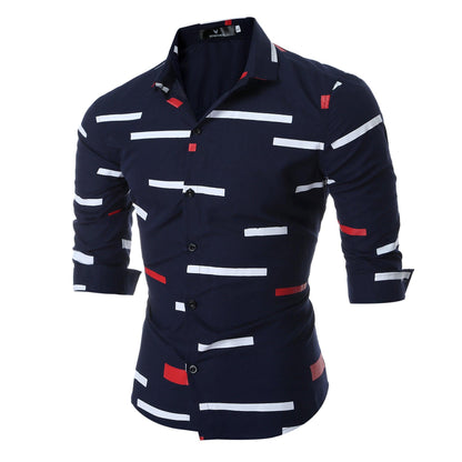 Spring Men's Geometric Printed Shirt Trendy Men Shirt Coat - BUNNY BAZAR