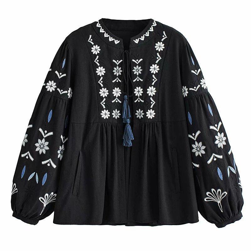 Women's New Embroidered Cotton Shirt Jacket - BUNNY BAZAR