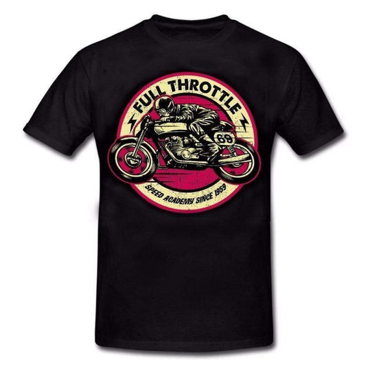 Black Motorcycle Printed Short Sleeved T-shirt - BUNNY BAZAR