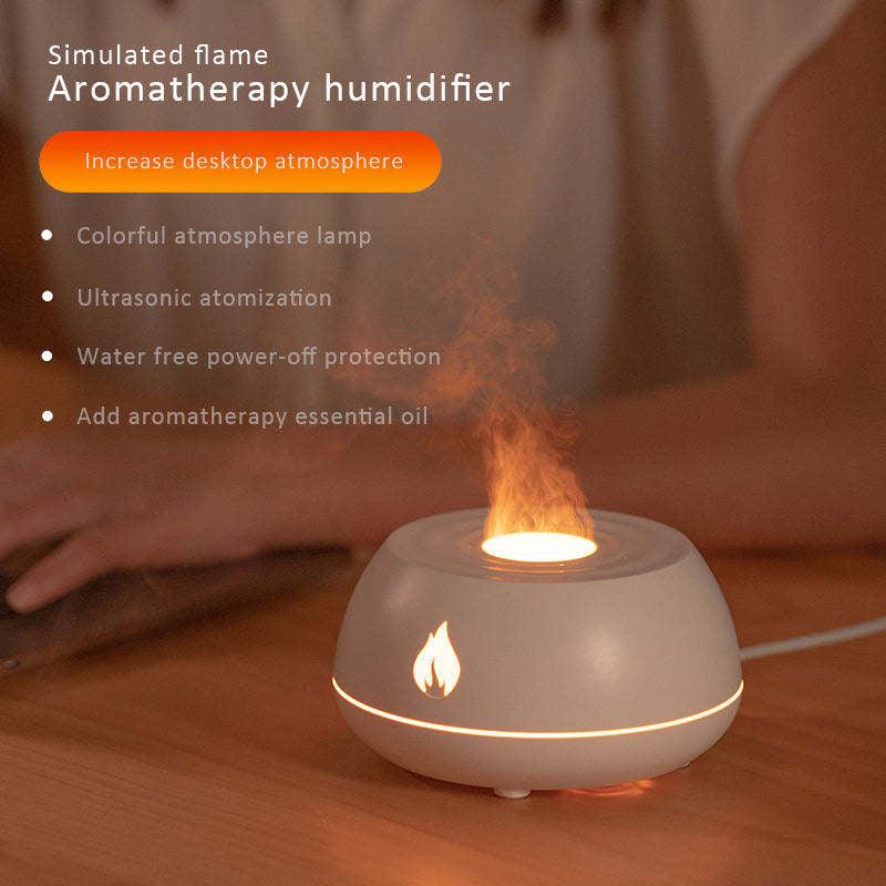 Flame Humidifier Aromatherapy Diffuser 7 Colors Light Home Air Humidifier 130ML USB Room Fragrance Essential Oil Diffuser - BUNNY BAZAR