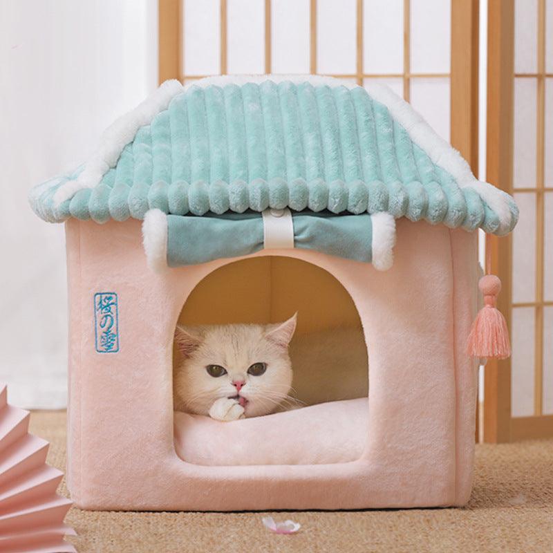 Cat House Removable And Washable Cat Bed Pet Supplies Enclosed Cat House Villa - BUNNY BAZAR