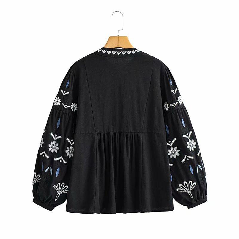 Women's New Embroidered Cotton Shirt Jacket - BUNNY BAZAR