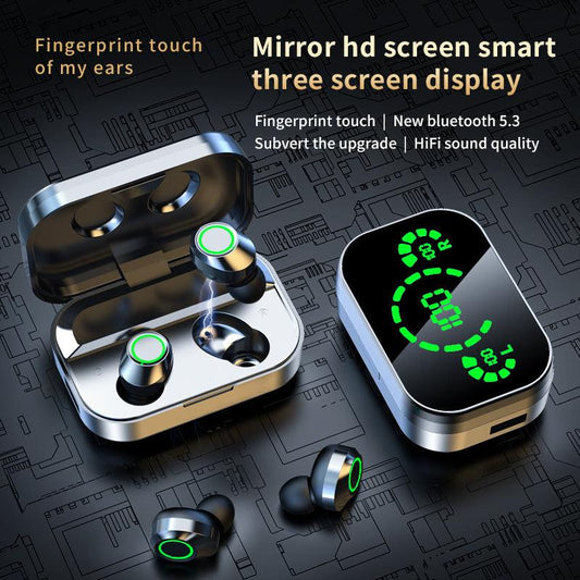 YD03 Wireless Bluetooth Headset TWS Large Screen Smart Digital Display In Ear Breathing Light - BUNNY BAZAR