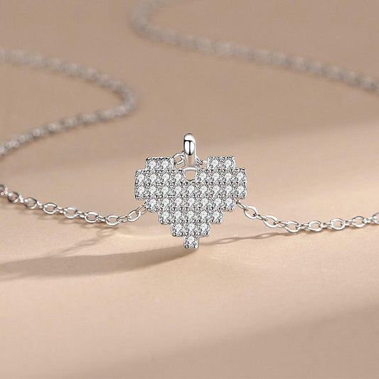 925 Sterling Silver Love Full Diamond Necklace - BUNNY BAZAR