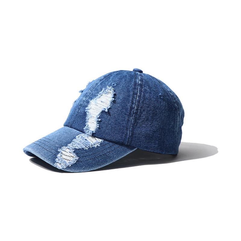 Men's And Women's Hole Denim Casual Duck Tongue Baseball Cap - BUNNY BAZAR