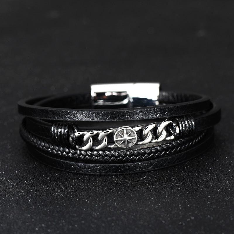 Heraldic Bracelet Multilayer Woven Leather Bracelet Personalized Titanium Steel Bracelet - BUNNY BAZAR