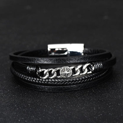 Heraldic Bracelet Multilayer Woven Leather Bracelet Personalized Titanium Steel Bracelet - BUNNY BAZAR