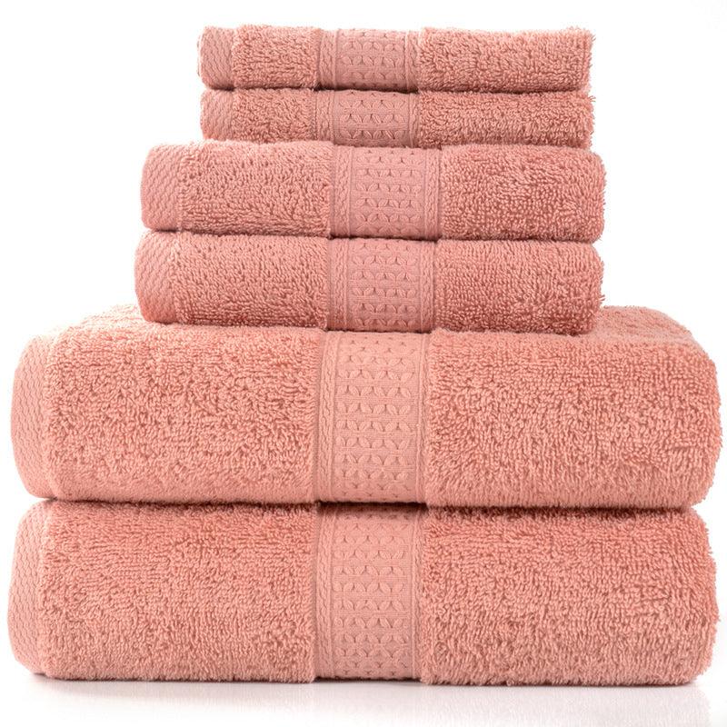 Home Simple Cotton Absorbent Towel Bath Towel 6-Piece Set - BUNNY BAZAR