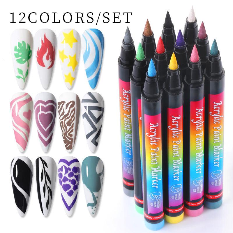 Twelve Color Nail Paint Doodle Pen Color Box - BUNNY BAZAR