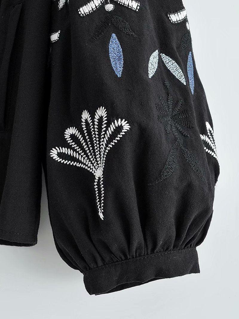 Women's New Embroidered Cotton Shirt Jacket - BUNNY BAZAR