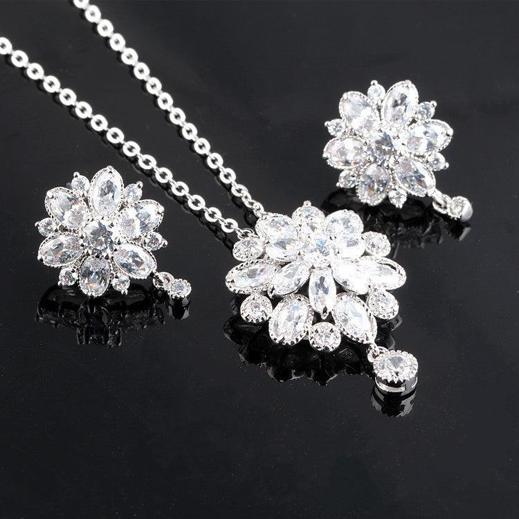 Zircon Necklace And Earring Set Dragon Girl Flower Zircon Jewelry - BUNNY BAZAR