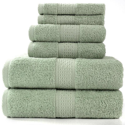 Home Simple Cotton Absorbent Towel Bath Towel 6-Piece Set - BUNNY BAZAR